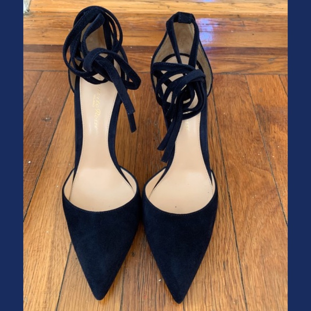 Gianvito Rossi Blue Suede Dorsay Ankle Strap Heels - Picture 10 of 13